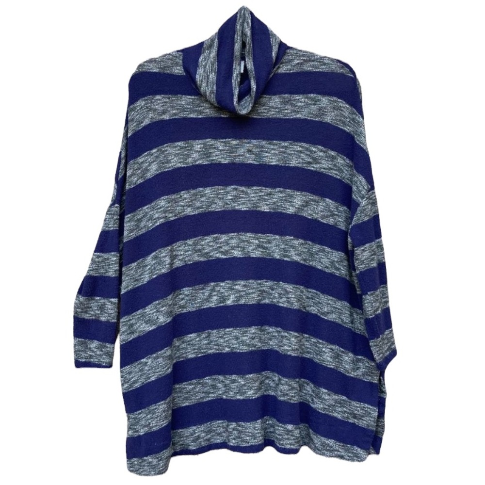 ANTHROPOLOGIE POSTMARK Top Long Sleeve Striped Cowl Neck Oversized Tunic